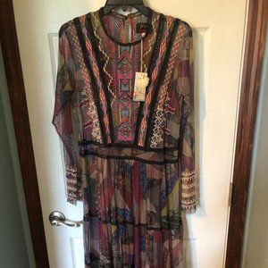 BNWT - JOHNNY WAS GERVASE MESH DRESS SIZE SMALL- RARE FIND!